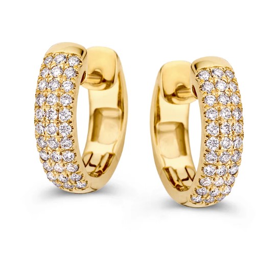 18 Karaat geel gouden Aurore oorringen met 0.50 crt Lab-Grown Diamonds. Model Emilie.
Ontdek de tijdloze elegantie van onze Emilie serie. Deze oorbellen zijn gezet met diamanten in fonkelende pavézetting. De Emilie oorbellen hebben hierdoor een luxe uitstraling. 
De Emilie oorringen hebben een scharnier en stevig klapsysteem, waardoor ze extra stevig zullen sluiten en je ze met een veilig gevoel kunt dragen
De Emilie collectie bevat naast oorbellen, ook prachtige (aanschuif)ringen. Een topcollectie om eindeloos mee te combineren!